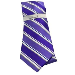 Perry Ellis Portfolio Horizontal Stripe Men's Necktie Purple/ White, OS
